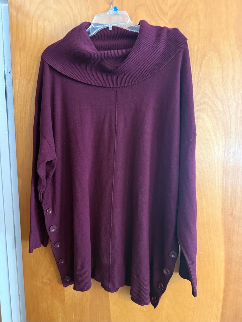 Cynthia Rowley Burgundy Cowl Neck Button-Side Sweater